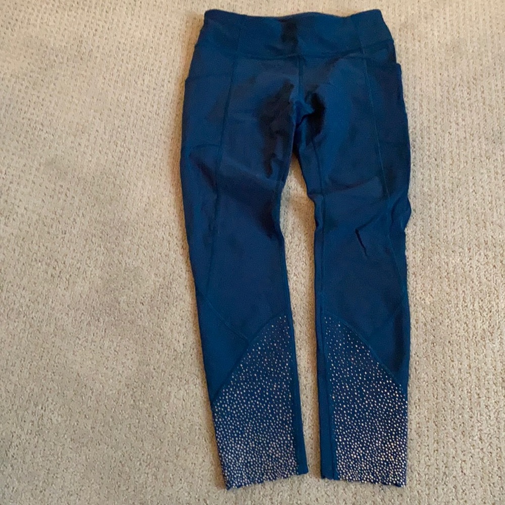 lululemon athletica Navy Blue Leggings with Embellished Ankles